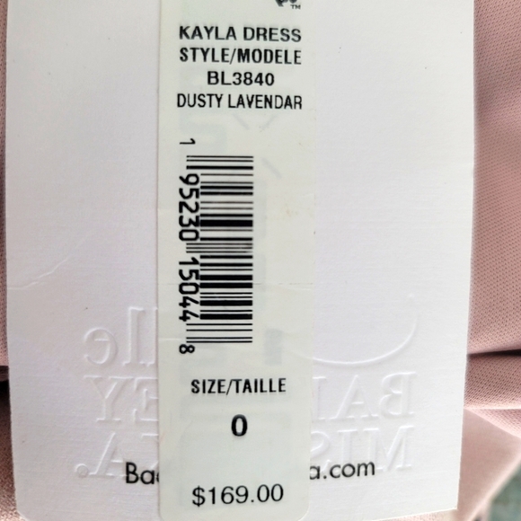 NWT BADGLEY MISCHKA BELLE KAYLA DRESS DUSTY LAVENDER WOMENS SIZE 0 - Picture 13 of 14